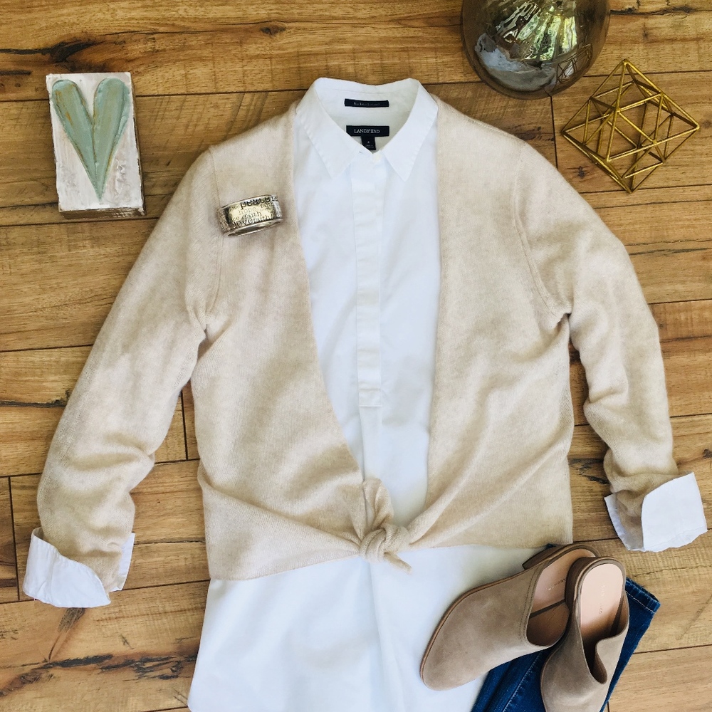 100% Cashmere Tie Front Sweater